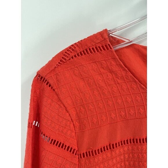 J Crew Orange Eyelet Shift Dress G1269 Flutter Sleeve Sz 10 - Picture 3 of 6